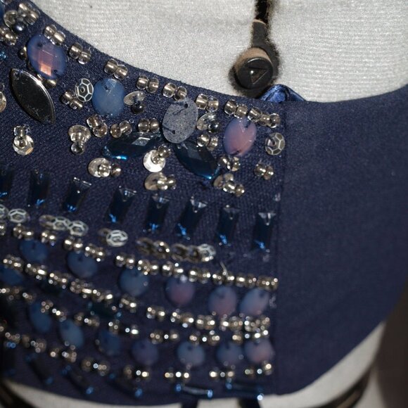 Blue Jeweled HALTER TOP Size 3 BY SEQUIN HEARTS USED FOR PHOTO SHOOTS - Picture 6 of 10